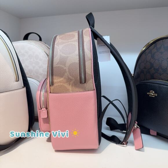 NWT Coach Court Backpack In Maxi Signature Canvas CCK72 Tan/Dusty Pink - Picture 6 of 6